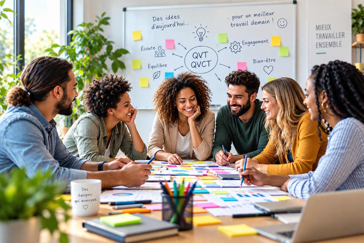 Équipe en collaboration, dialogue et coopération