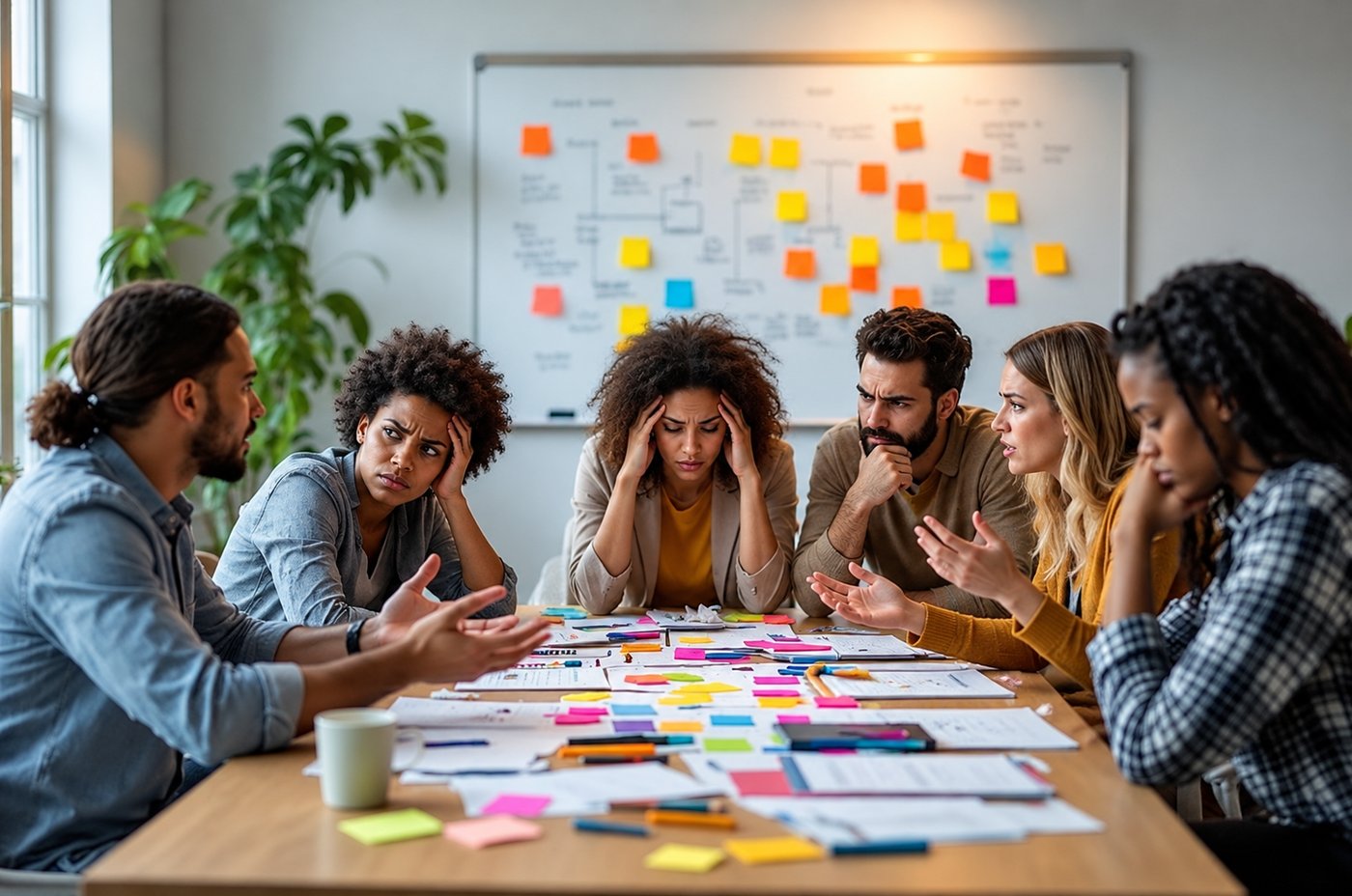 Équipe en difficulté, tensions et surcharge de travail